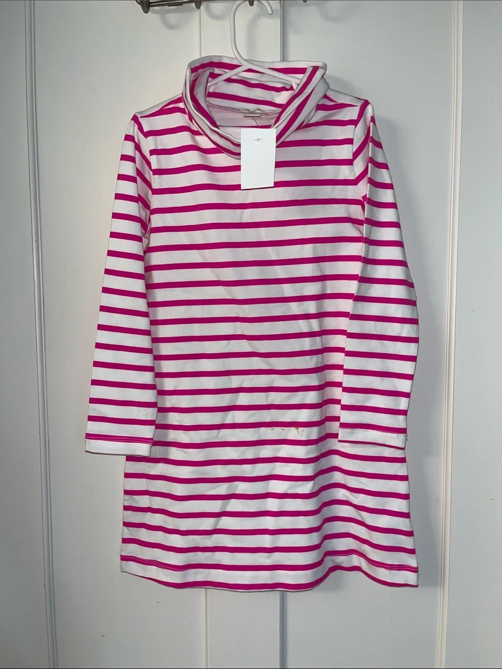Crewcuts Pink and White Striped Cowl-Neck Tunic Dress